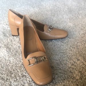 NEW size 7US.  BALLY shoes with silver buckle. 2” heel